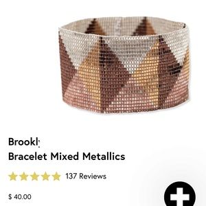 Ink+Alloy Brooklyn Triangles Beaded Stretch Bracelet Mixed Metallics